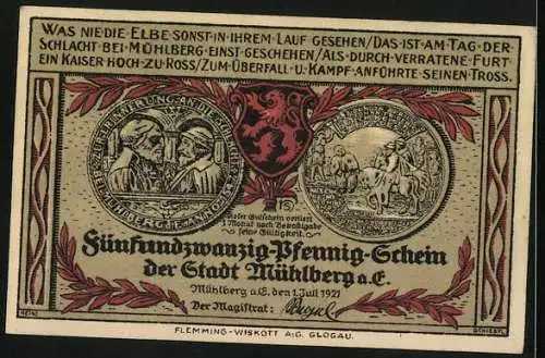 Notgeld Mühlberg a. E. 1921, 25 Pfennig, Neustädter Kirche