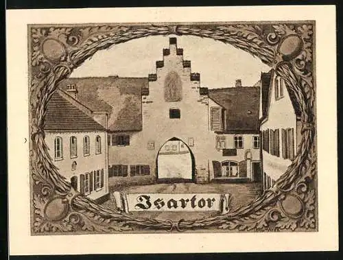 Notgeld Moosburg 1921, 25 Pfennig, Das Isartor