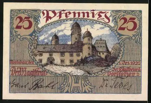 Notgeld Montabaur 1920, 25 Pfennig, Blick auf das Schloss