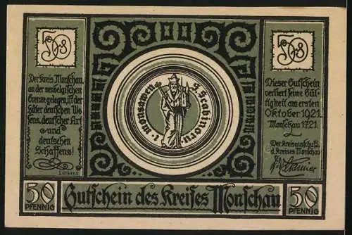 Notgeld Monschau 1921, 50 Pfennig, Das Jagdschloss Karls des Grossen