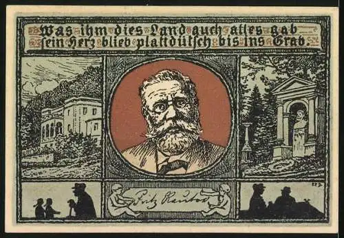Notgeld Eisenach 1921, 50 Pfennig, Notgeldsammler, Fritz Reuter