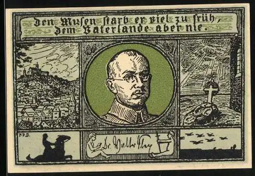 Notgeld Eisenach 1921, 50 Pfennig, Notgeldsammler, Konterfei eines jung gestorbenen