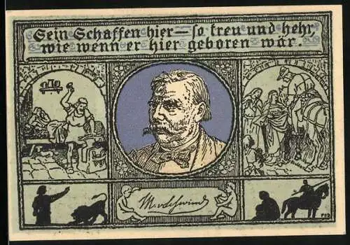 Notgeld Eisenach 1921, 50 Pfennig, Notgeldsammler, Konterfei eines Zugezogenen