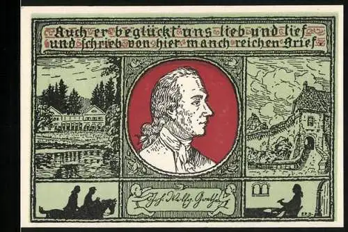 Notgeld Eisenach 1921, 50 Pfennig, Notgeldsammler, Konterfei eines Literaten