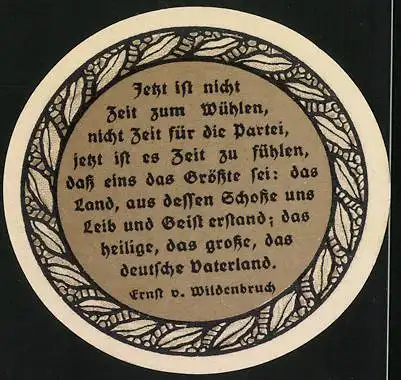 Notgeld Eckartsberga 1921, 25 Pfennig, runder Schein mit Eichenblättern