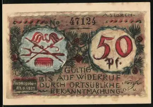 Notgeld Volkstedt 1921, 50 Pfennig, Ein grosser Topf