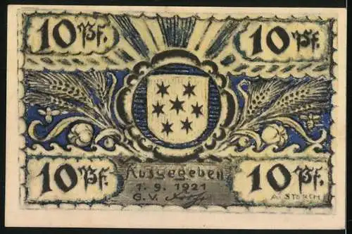 Notgeld Volkstedt 1921, 10 Pfennig, Stocherkahn auf der Saale