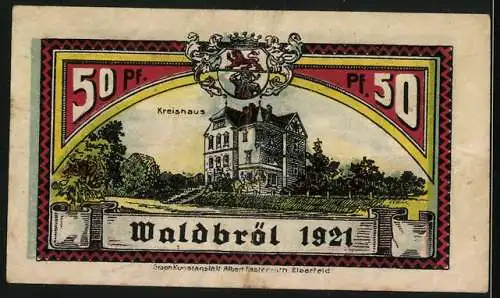Notgeld Waldbröl 1921, 50 Pfennig, Das Kreishaus