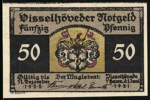 Notgeld Visselhövede 1921, 50 Pfennig, Kirche aus dem 11. Jahrhundert