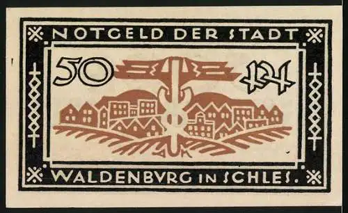 Notgeld Waldenburg in Schl. 1921, 50 Pfennig, Medizinische Symbolik