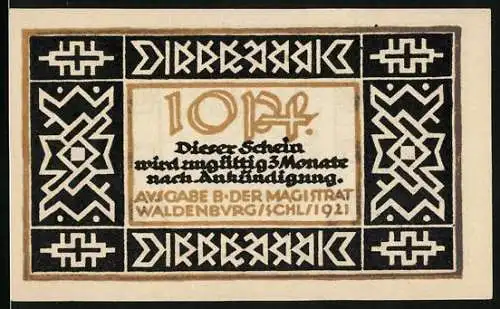Notgeld Waldenburg in Schl. 1921, 10 Pfennig, Eine Eiche