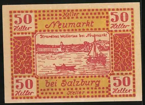 Notgeld Neumarkt bei Salzburg, 50 Heller, Das Strandbad Wallersee