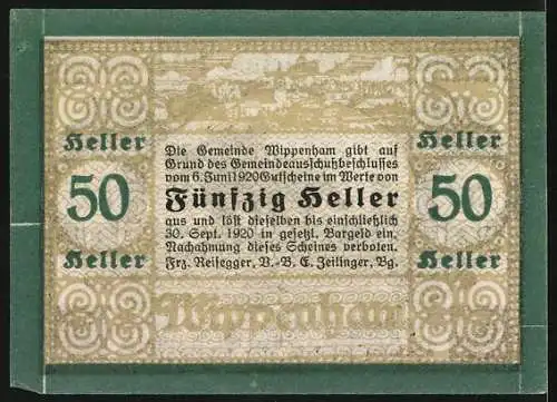 Notgeld Wippenham 1920, 50 Heller, Bauer am Pferdepflug