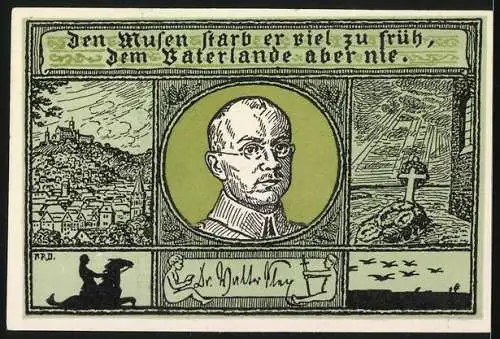 Notgeld Eisenach, 50 Pfennig, Konterfei eines zu früh gestorbenen