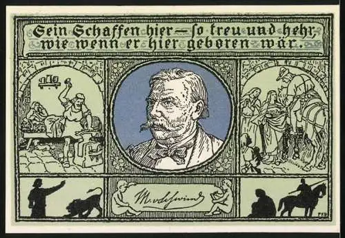 Notgeld Eisenach, 50 Pfennig, Konterfei von Moritz von Schwind