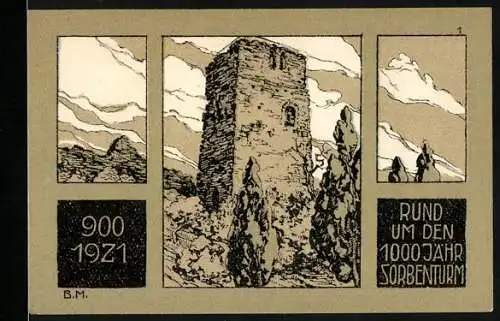 Notgeld Eilenburg, 50 Pfennig, Der 1000-jährige Sorbenturm