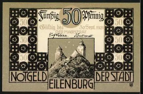 Notgeld Eilenburg, 50 Pfennig, Industrie und Romantik