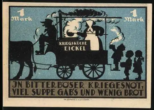Notgeld Eickel 1921, 1 Mark, Kinder an der Kriegsküche
