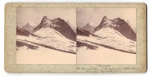 Stereo-Fotografie unbekannter Fotograf, Ansicht Grindelwald, Gebirgsmassiv mit Wetterhorn