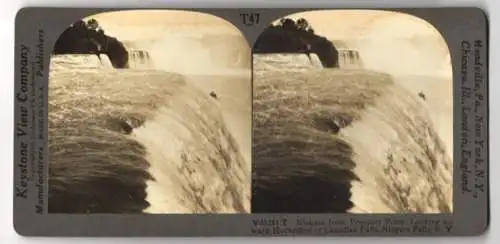 Stereo-Fotografie Keystone View Company, Meadville, Ansicht Niagara Falls / NY, Horseshoe Falls from Prospect Point