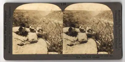 Stereo-Fotografie Keystone View Company, Meadville, Ansicht Mesa Verde Park, Colorado, Canyon where Cliff Dwellers Lived