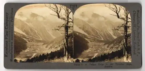 Stereo-Fotografie Keystone View Company, Meadville, Ansicht Tyrol / Austria, Valley Deep in the Alps