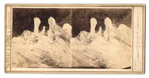 Stereo-Fotografie Tairraz & Savioz, Chamonix, Ansicht Montenvers, Gletscher-Formation