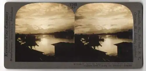 Stereo-Fotografie Keystone View Company, Meadville, Ansicht Babahoyo / Ecuador, Equatorial Sun Goes Down