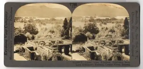 Stereo-Fotografie Keystone View Company, Meadville, Ansicht County Kerry Ireland, Lake Killarney, Lord Kenmare's Mansin