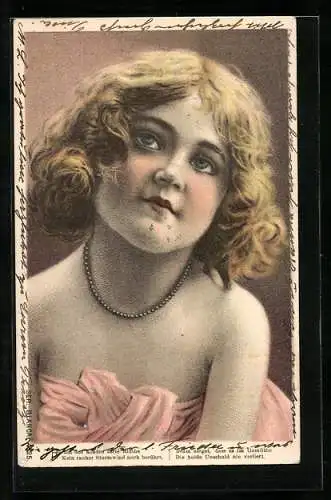 AK Portrait eines Mädchens mit Kette