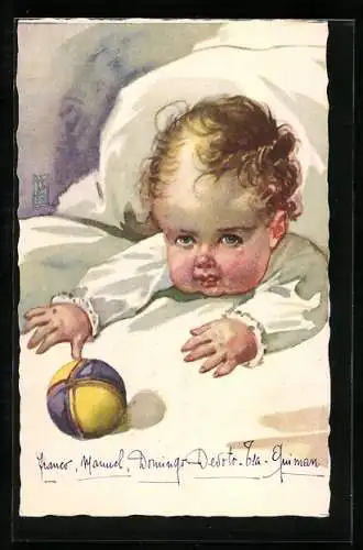 Künstler-AK Baby mit Ball