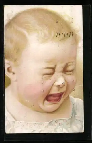 AK Gesicht eines lauthals schreienden und weinenden Kindes