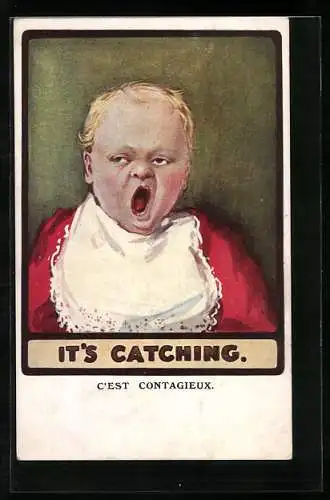 Künstler-AK Gähnendes Baby mit Lätzchen