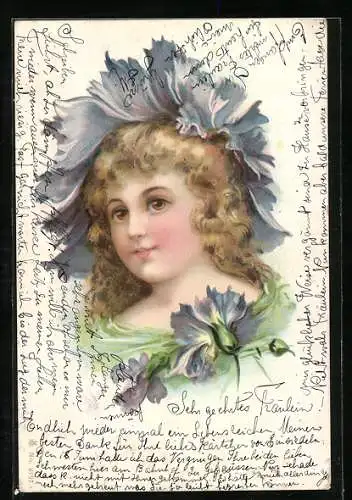 Künstler-AK Mädchen mit Blumen