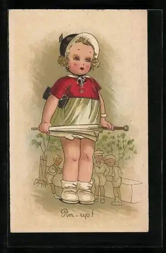 Künstler-AK Mädchen mit Schirm