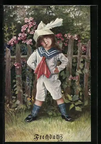 Künstler-AK Kleiner Frechdachs im Matrosenanzug