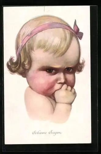 AK Kleines Mädchen mit bösem Blick