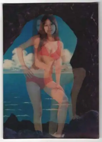 3D-AK Girl of the Grotto, Junge Frau im Bikini