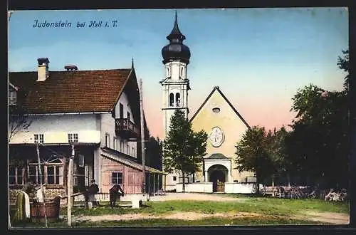 AK Judenstein, Hausansicht mit Kirche