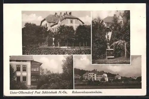 AK Schleinbach-Unter-Olberndorf, Rekonvaleszentenheim, Flurkreuz, Ortspartie