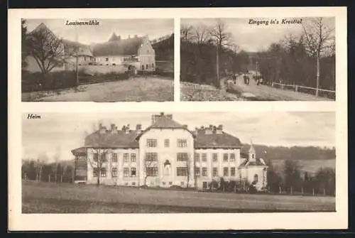 AK Schleinbach, Unter-Olberndorf, Rekonvaleszentenheim, Louisenmühle, Eingang ins Kreuttal