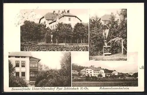 AK Kreuttal, Unterolberndorf bei Schleinbach, Das Rekonvaleszentenheim, ein Wegkreuz