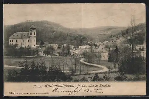 AK Kaltenleutgeben, Blick auf Kirche und Ort