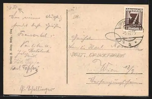 AK Oberneukirchen, Ruine Lobenstein, Panorama mit Kirche