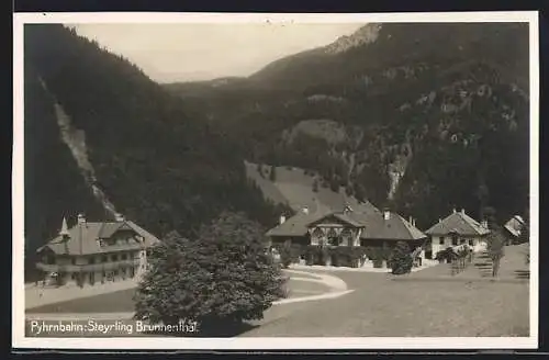 AK Steyrling, Teilansicht mit Gebirge