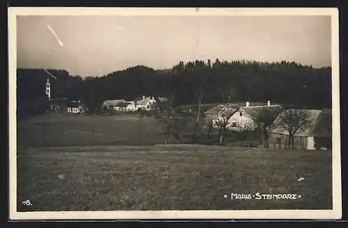 AK Schollach, Steinparz, Ortsansicht mit der Wallfahrtskirche Maria Steinparz