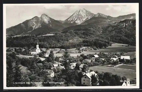 AK Latschach am Faakersee, Blick aus der Vogelschau auf Ort und Mittagskogel