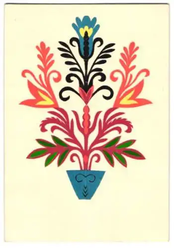 AK Florales Motiv aus bunten aufgeklebten Papierstücken