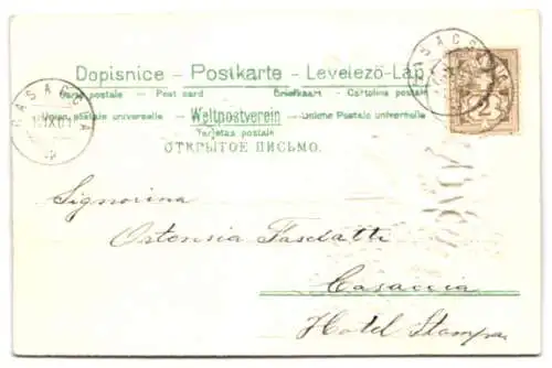 Stoff-Präge-AK Blumen und weisse Taube