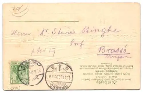 Präge-Airbrush-AK Köln, Ortsansicht mit Dom